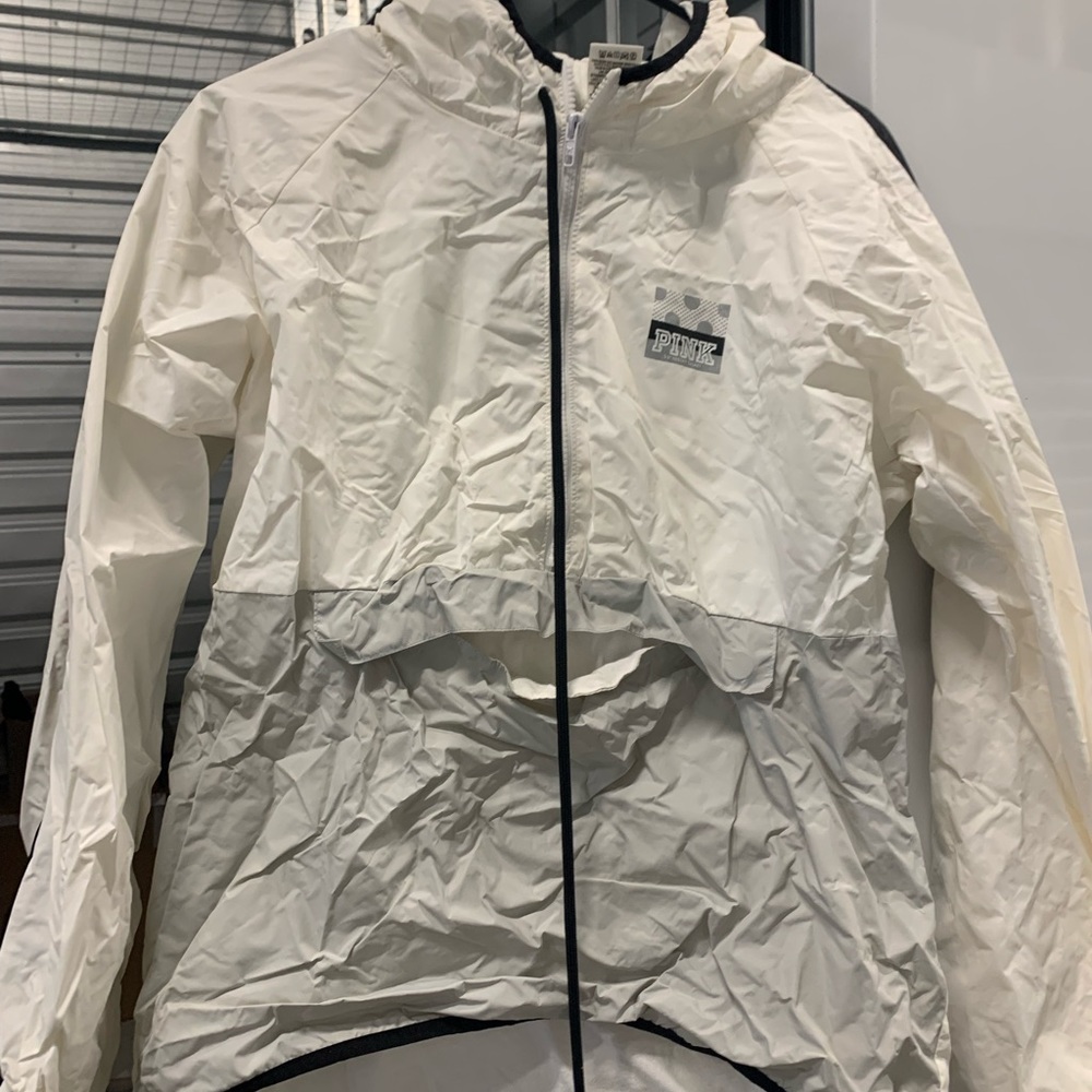 Victoria’s Secret pink white rain jacket